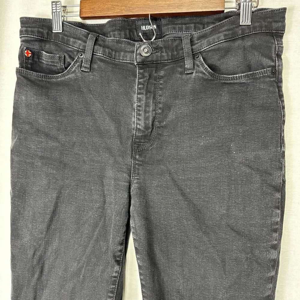 Hudson Jeans‎ Women's 32 Black Natalie Super Skinny Mid Rise Stretch Ankle